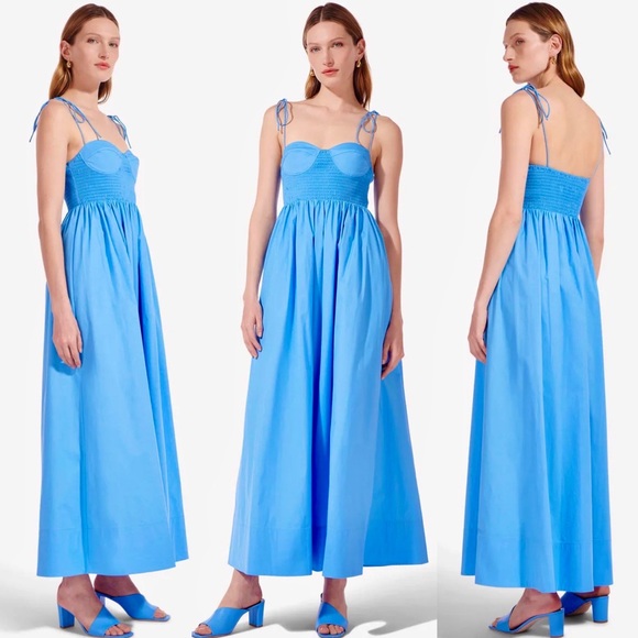 🌺🎉HP🎉🌺 NWOT Staud Landry Maxi Dress Azure - Picture 8 of 16